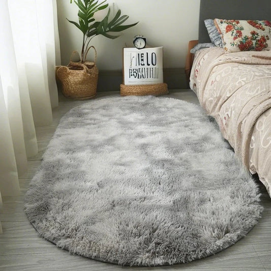 Fluffy Oval Plush Carpet Extra Soft Rug For Living Room ,Sofa Area, Bedroom, Non-Slip Shaggy Floor Mat.