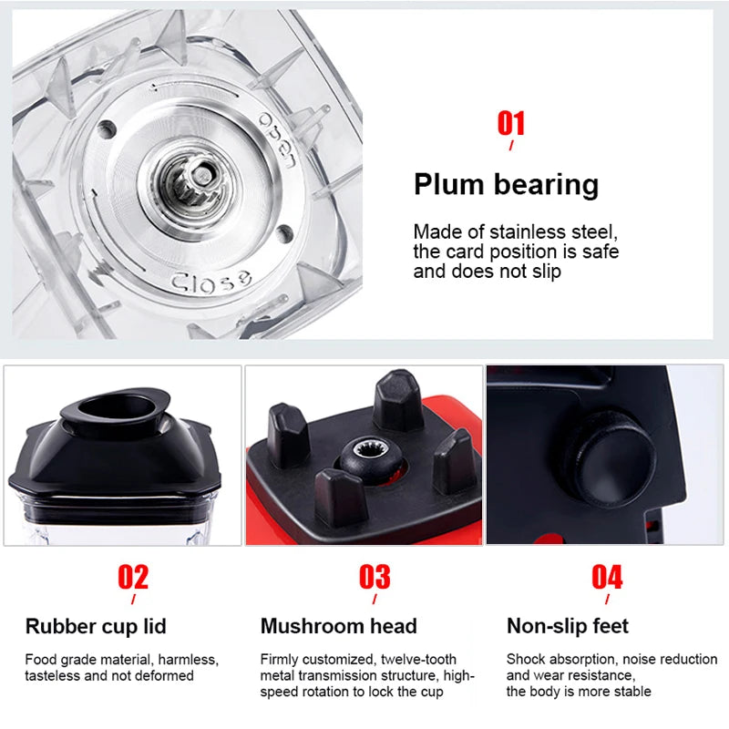 2000W Heavy Duty Commercial Blender, Stationary Mixer Food Processor.