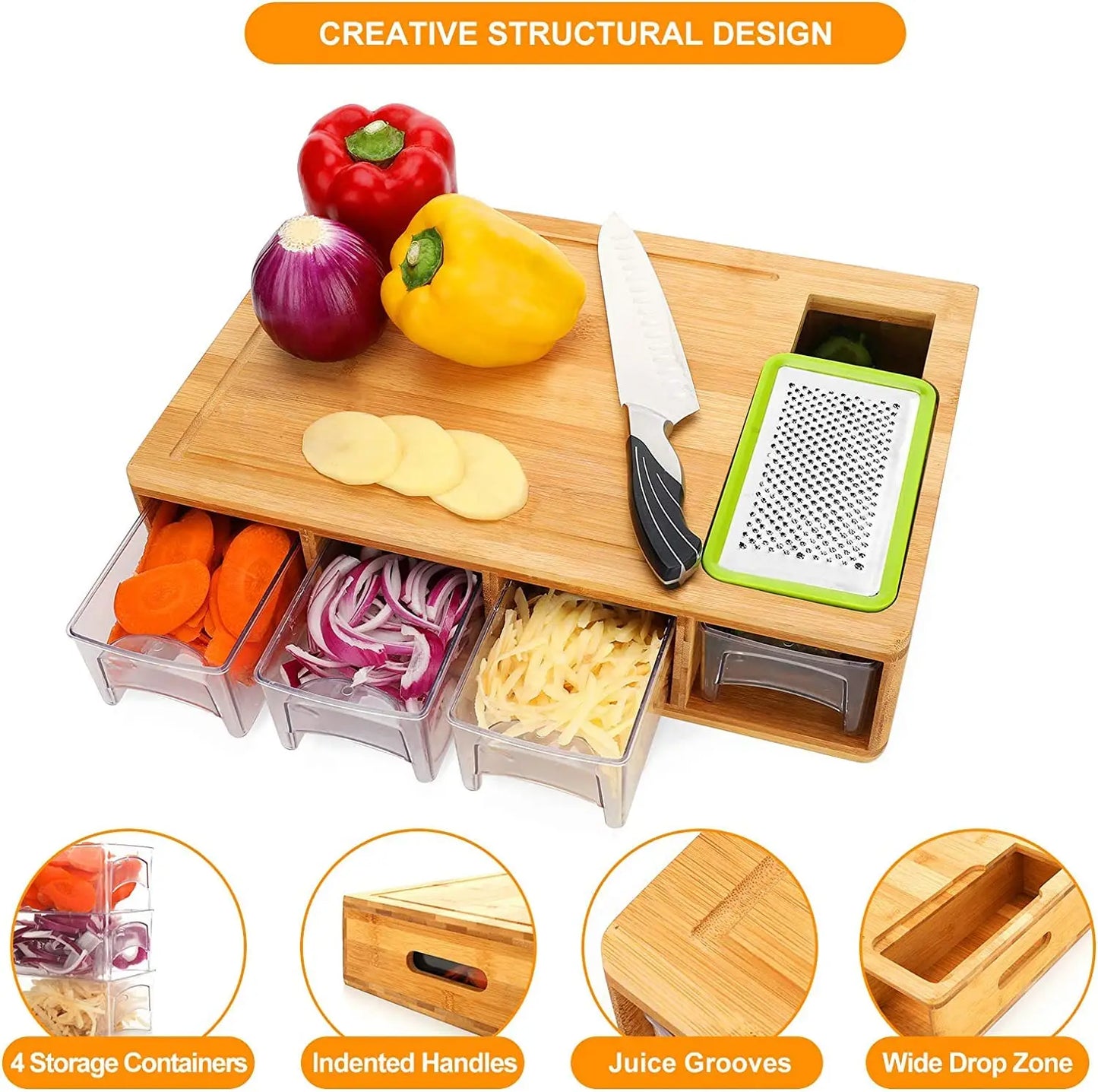 Multi Functional Drawer Style Cutting Board Kitchen Set