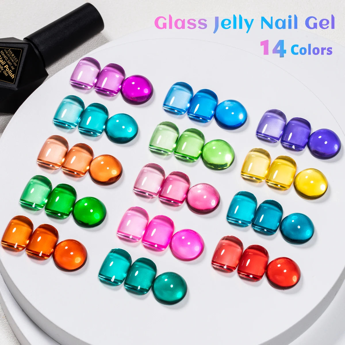 8pcs 10ml Jelly Glass Gel Nail Polish Set, Semi-transparent Red ,Purple Gel Polish Varnish, Nail Art Semi Permanent UV Gel Varnish.