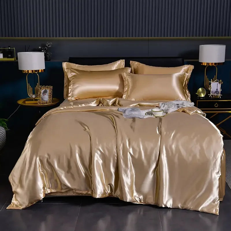 Luxury 100% Silk Bedding  with Duvet Cover4pcs Bed Cover