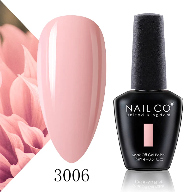 NAILCO 15ml Color Gel Nail Polish Soak Off, Hybrid Varnishes Manicure, UV&LED Nail Gel Semi Permanent Lacquer Base Top Coat.