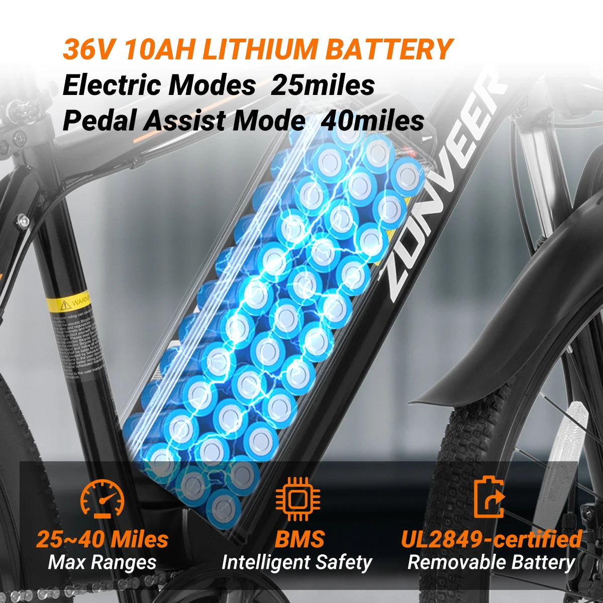 【1 Year Warranty】M26 Electric Bicycle,1000W Peak Moto, 360WH Lithium Battery 26 Inch E-bike UL2849.
