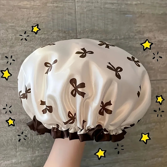 Waterproof Double-Layer Butterfly Bath Cap Suitable for Washing Face, Blow-Drying Hair!!