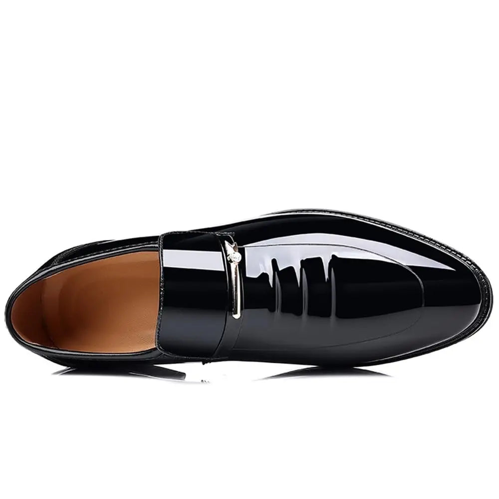 Men Dress Shoes Formal Business Oxford, High Gloss Patent Slip On Loafers, Comfortable Casual Shoe For Men.