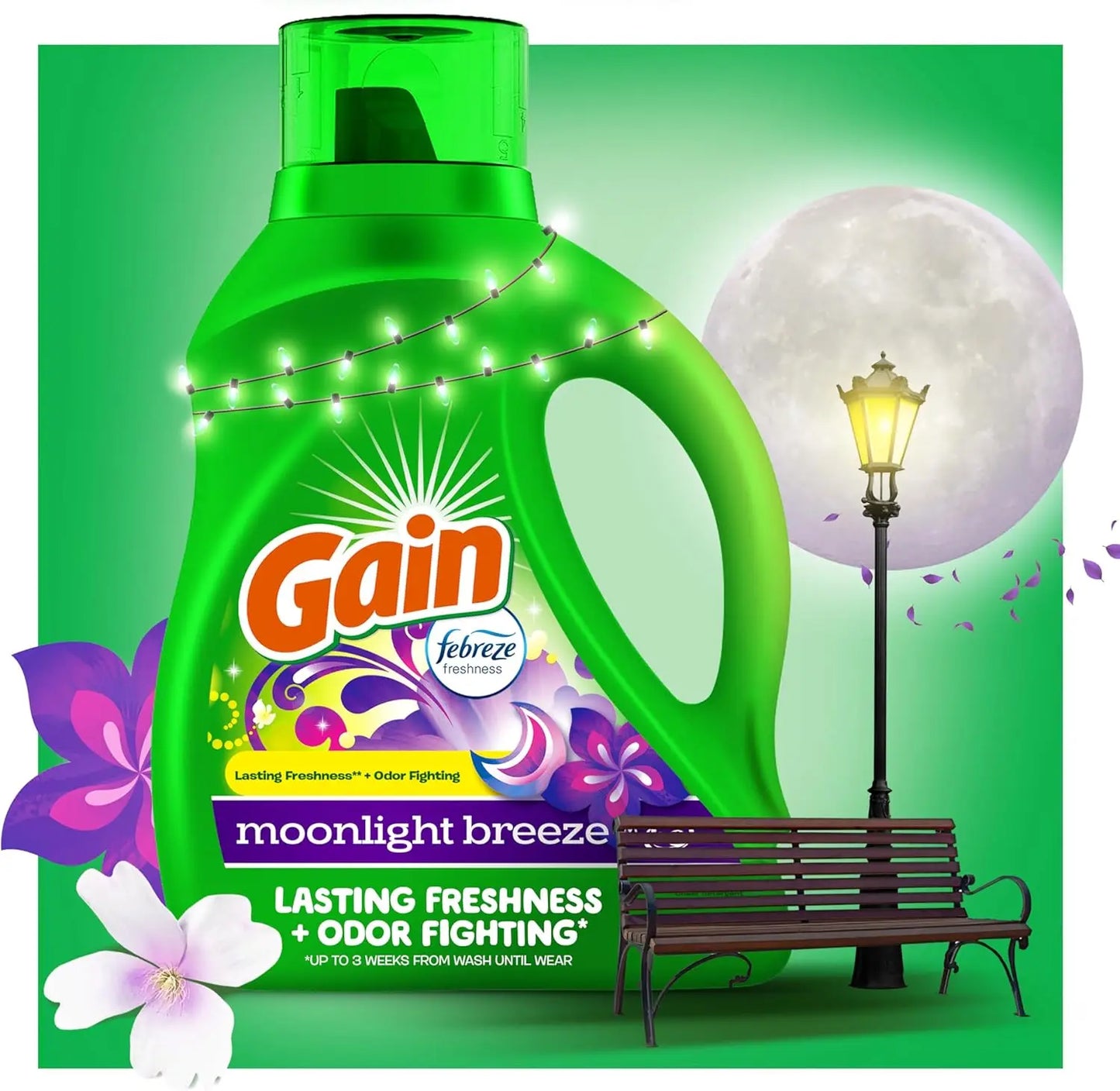 Liquid Laundry Detergent, Moonlight Breeze, 107 Loads, 154oz, HE Compatible.