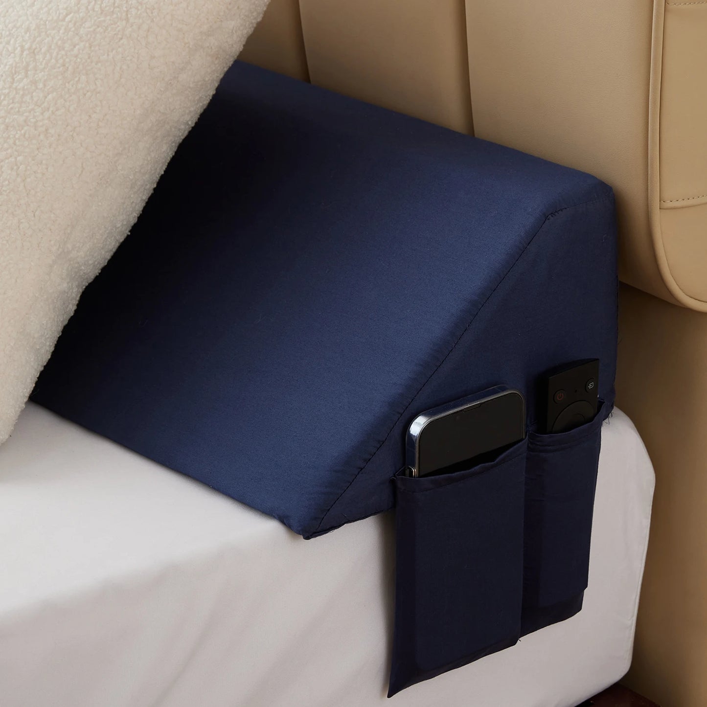 King Size Wedge Pillow for Headboard Gap Filling, Removable Cover, Machine Washable.