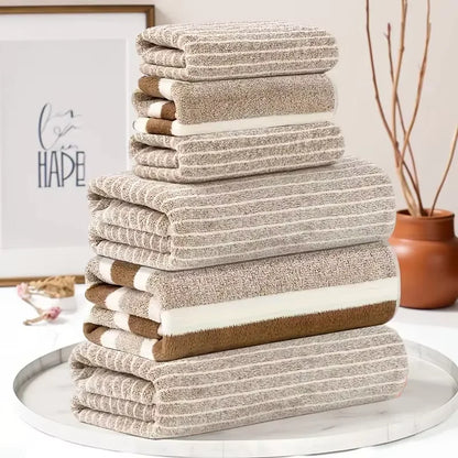 6-Piece Striped Towel Set - Soft Absorbent Bath Towels. Perfect for Daily Use & Gifts