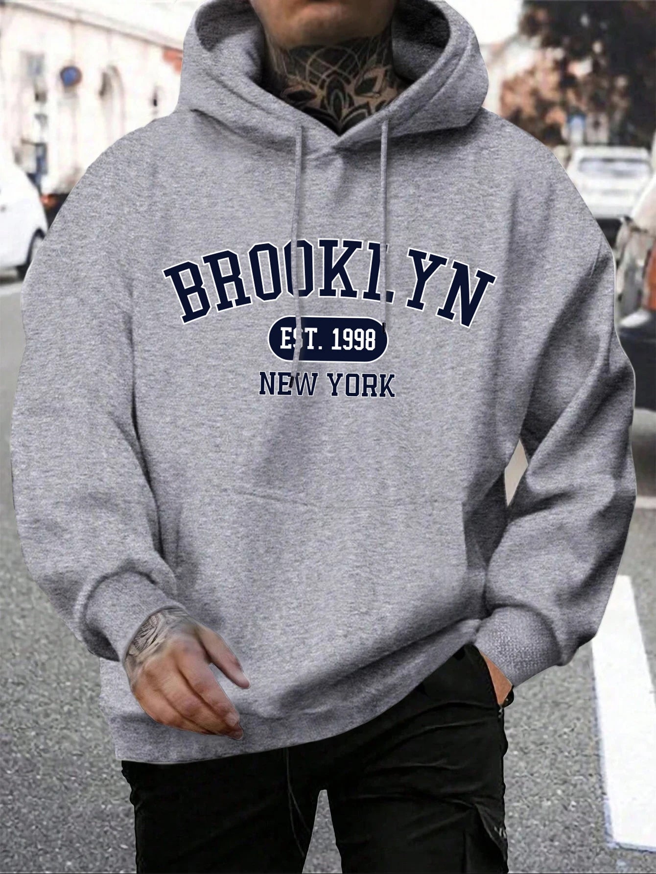 Brooklyn Est 1998 New York Printing, Men Hoodies Crewneck Fashion Oversize.