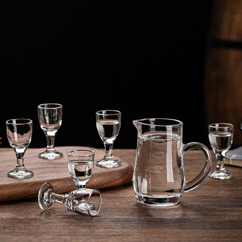 6pcs+1pcs Glass Wine Cup Set, Household Wine Dispenser.