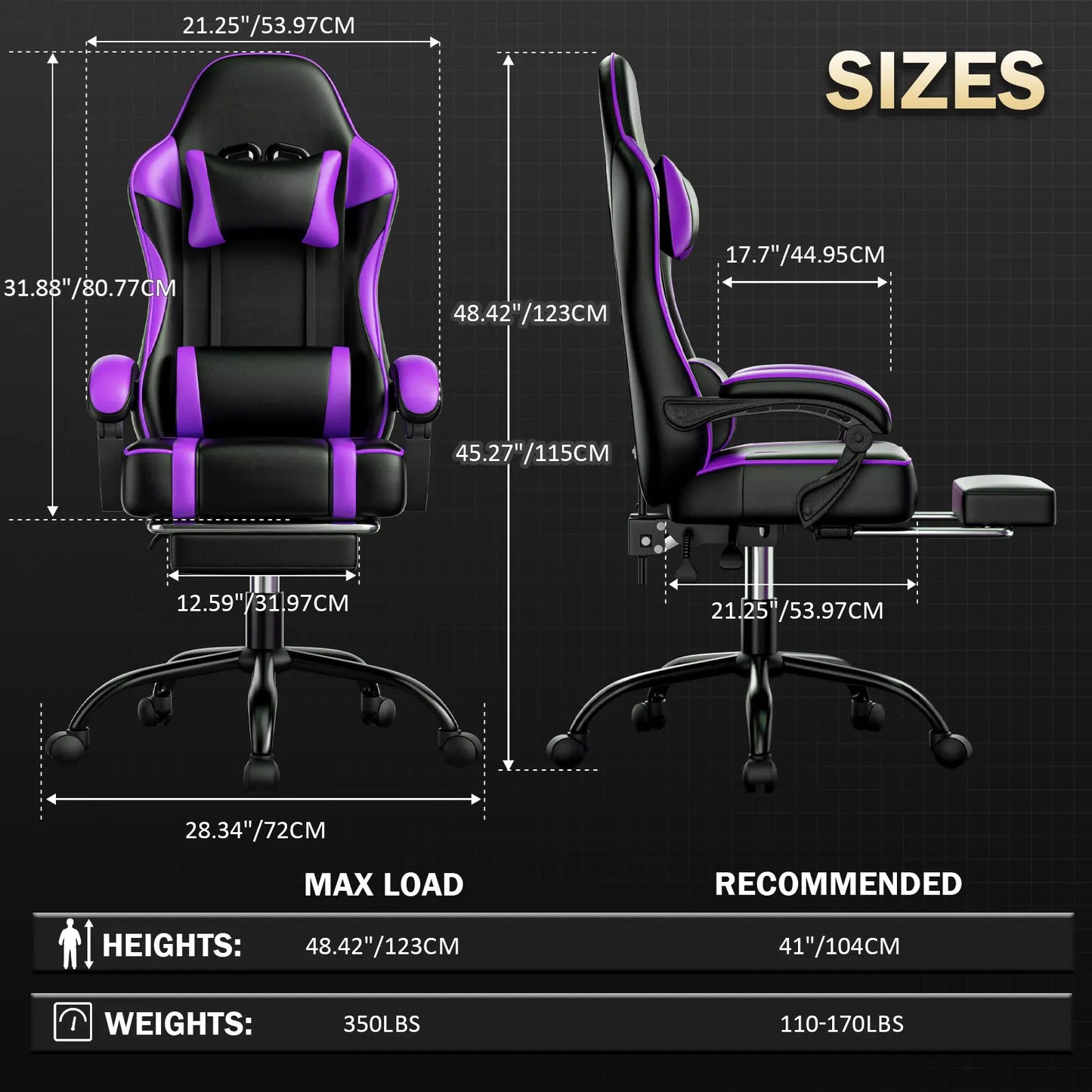 Computer Gaming Chairs for Adults, Ergonomic Computer Chair Office Desk Chair with Wheels, Adjustable Lumbar Support Big and Tal