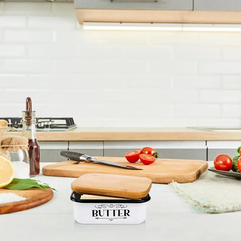 Wooden Butter Pan - Indestructible Enamel Butter Container
