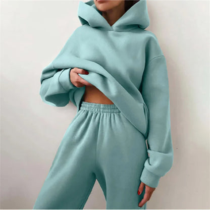 Women's Tracksuit Suit Autumn Fashion Warm Hoodie Sweatshirts Two Pieces.