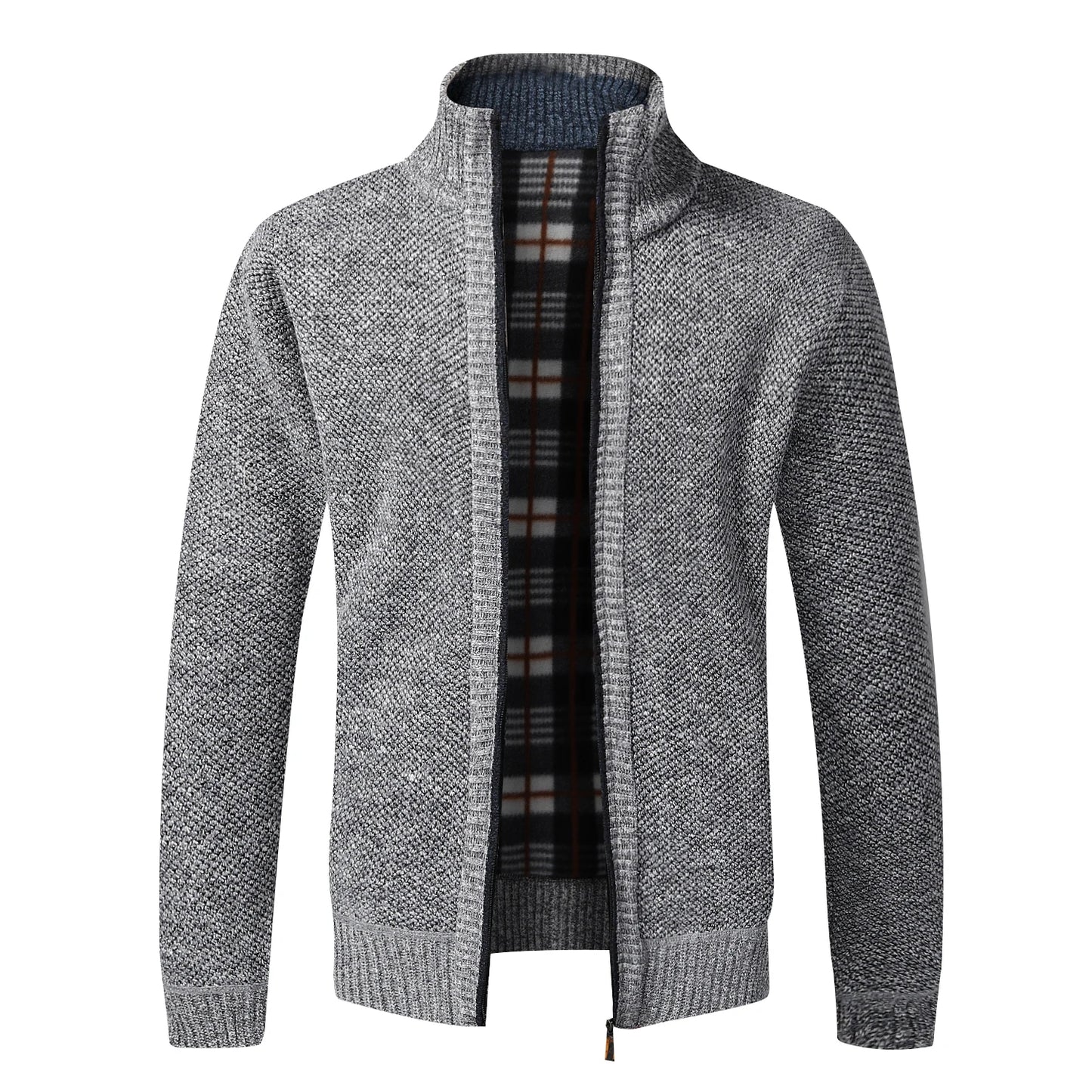 Autumn Winter Warm Cardigan Men Fleece Sweaters, Full Zip Jackets Slim Fit Luxury Brand Knitted Sweater.