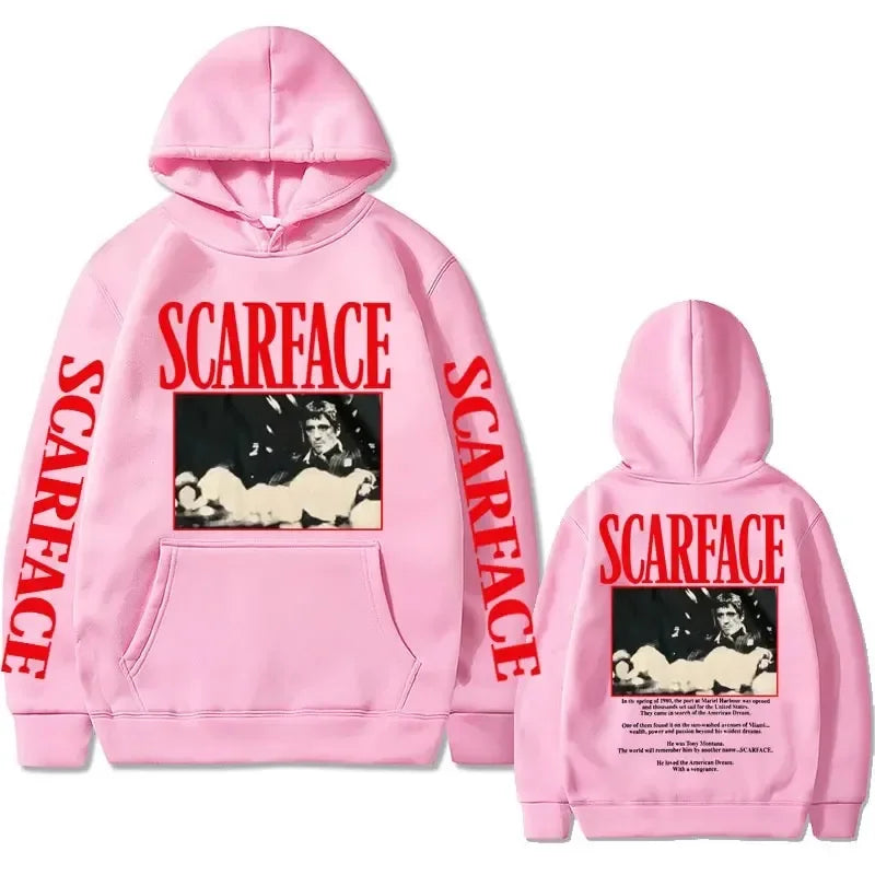 Vintage 90s Movie Scarface Tony Montana Hoodie Casual Pullover.