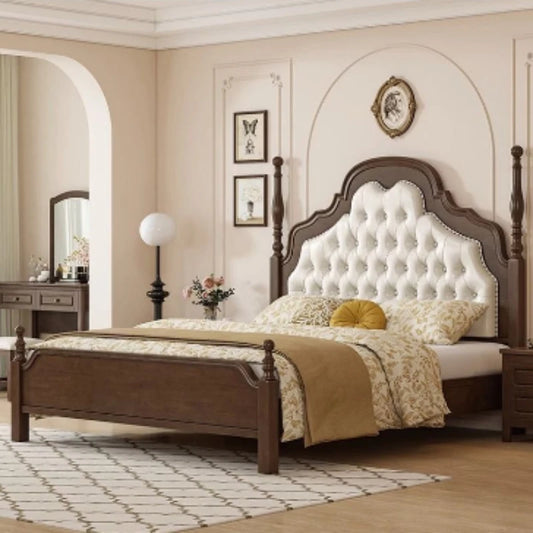 Queen Size Bed  Upholstered Storage  Bedroom Sleeping Frame
