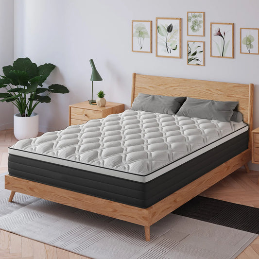 12"14" Gel Memory Foam Hybrid Pocket Spring Mattress Twin, Full, King, Queen Bed Mattress In A Box, Medium Firm Motion Isolation.