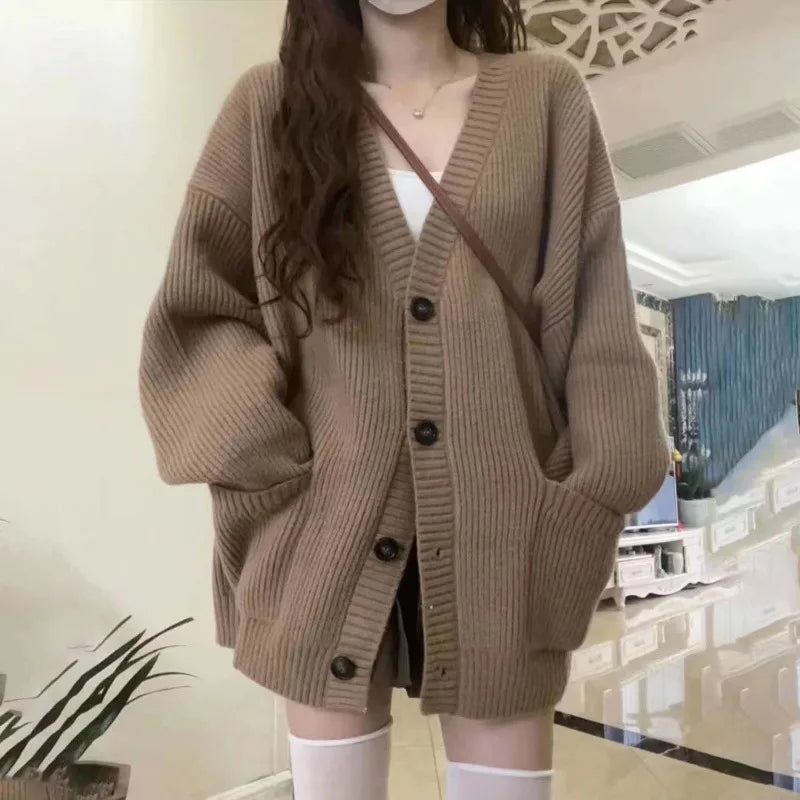 Women Cardigan Sweater, Fashion Long Sleeve V-neck  Casual Sweater.