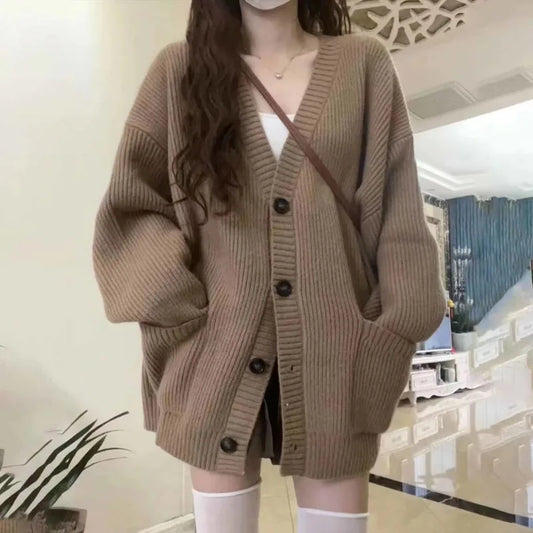 Women Cardigan Sweater, Fashion Long Sleeve V-neck  Casual Sweater.
