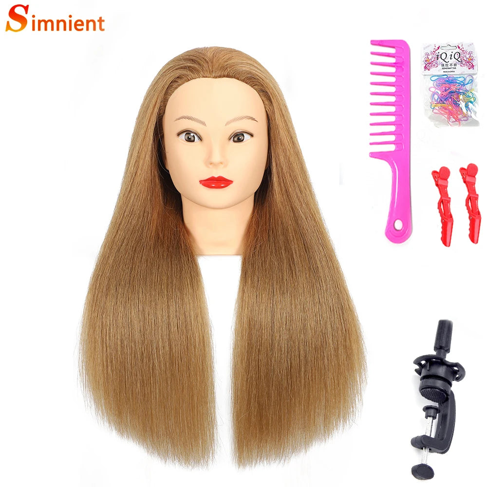 100% Real Human Hair Doll Head For Hairstyle Professional Training.