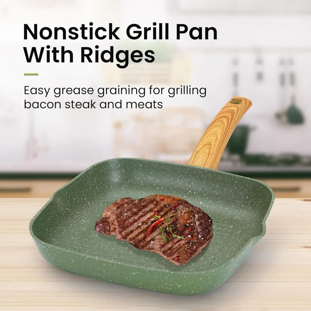 30-Piece Non-Stick Granite Cookware Set, Induction Compatible Pots & Pans with Bakeware,
