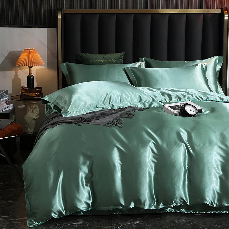 Luxury Satin  Bedding  With Fitted Sheet, Duvet Cover ,High End Bedding Sets