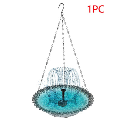 Hanging Bird Bath Fountain  Drinking Feeder Bowl, Spray Nozzles Fountain