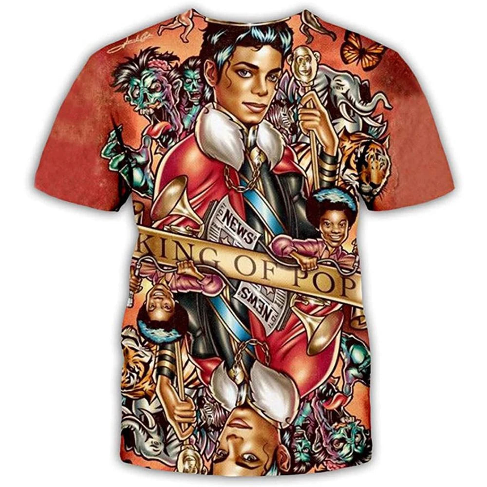 Summer fashion Michael Jackson hip-hop retro casual men streetwear short sleeved.