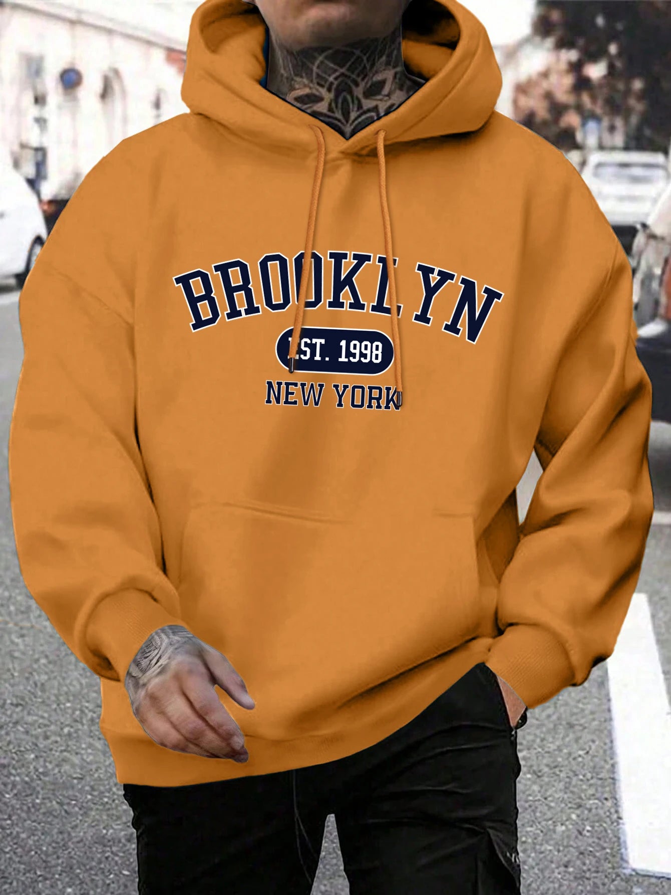 Brooklyn Est 1998 New York Printing, Men Hoodies Crewneck Fashion Oversize.