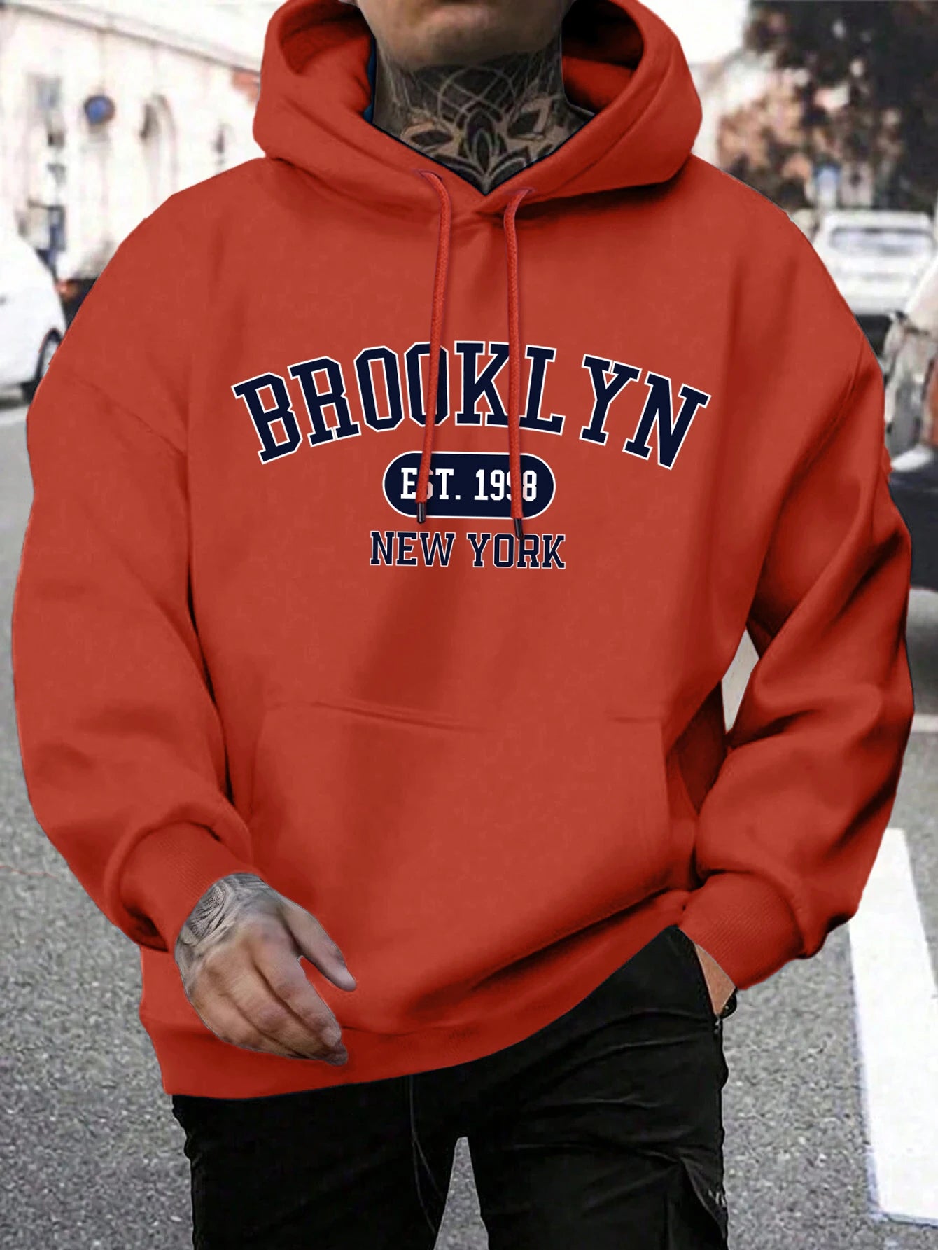 Brooklyn Est 1998 New York Printing, Men Hoodies Crewneck Fashion Oversize.
