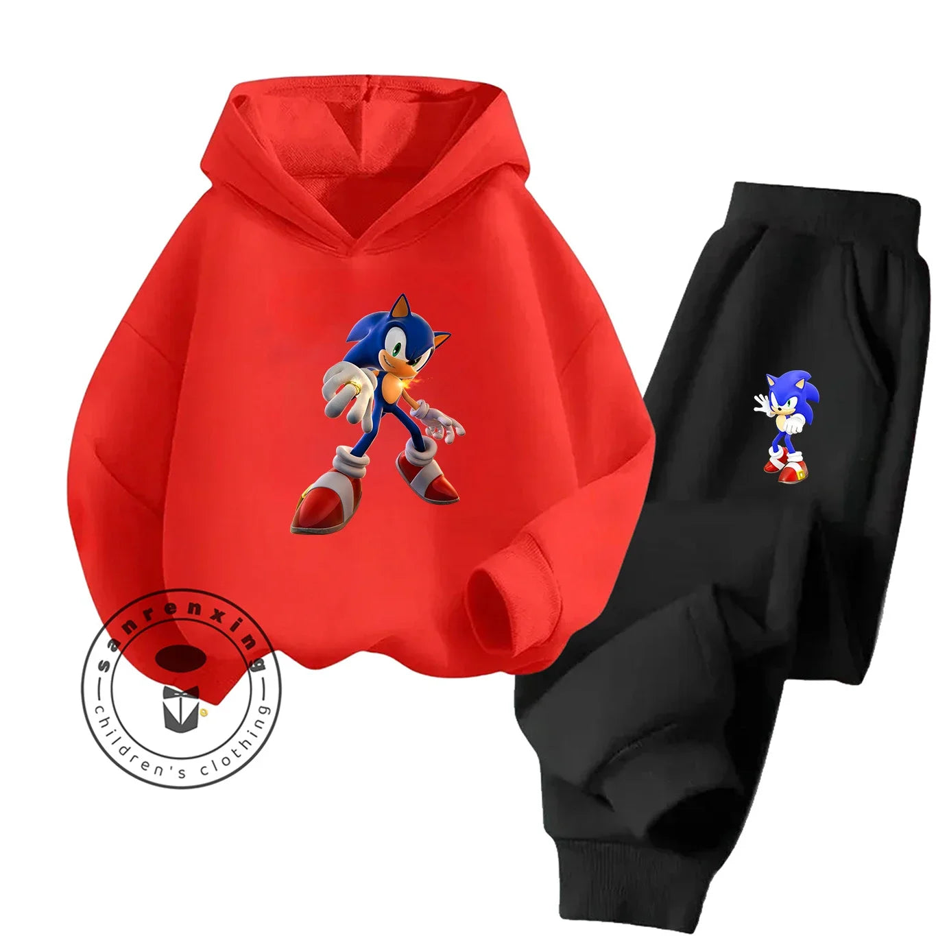 Sonic 2D Cartoon Printed Hoodie Set, 2025 Fashion For Kids, Teens, Boys, Girls Casual Autumn Winter wear.
