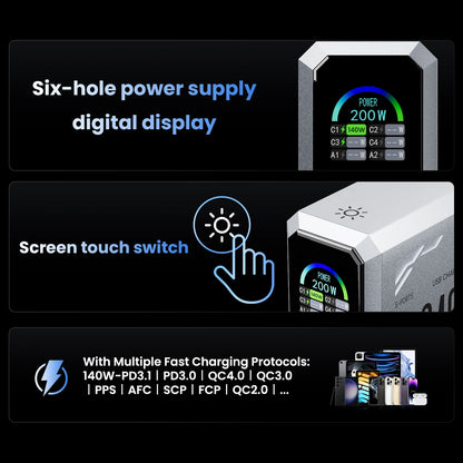 240W Digital Charger PD3.1 140W USB Type C 6 Ports