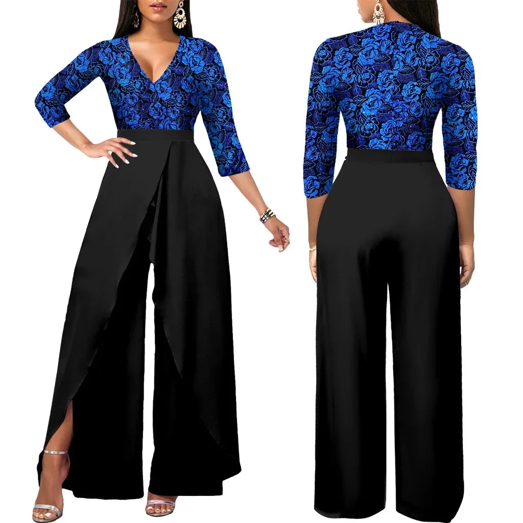 Women Dress Elegant Flower Party Dress, Off the Shoulder Short Sleeve, Slit Maxi Long Dresses for Woman.