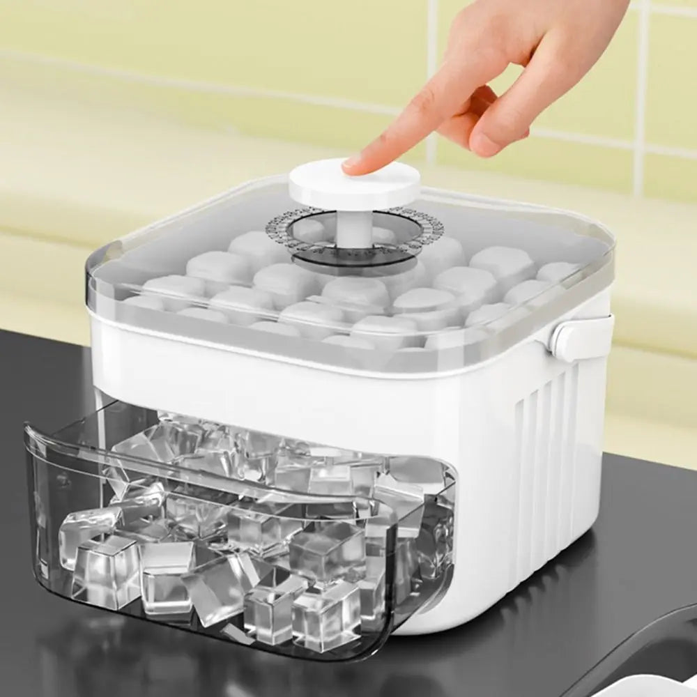 50-Cube Ice Maker with Easy Press Cap, Double Layer Ice Cube Maker Ice Storage Box.