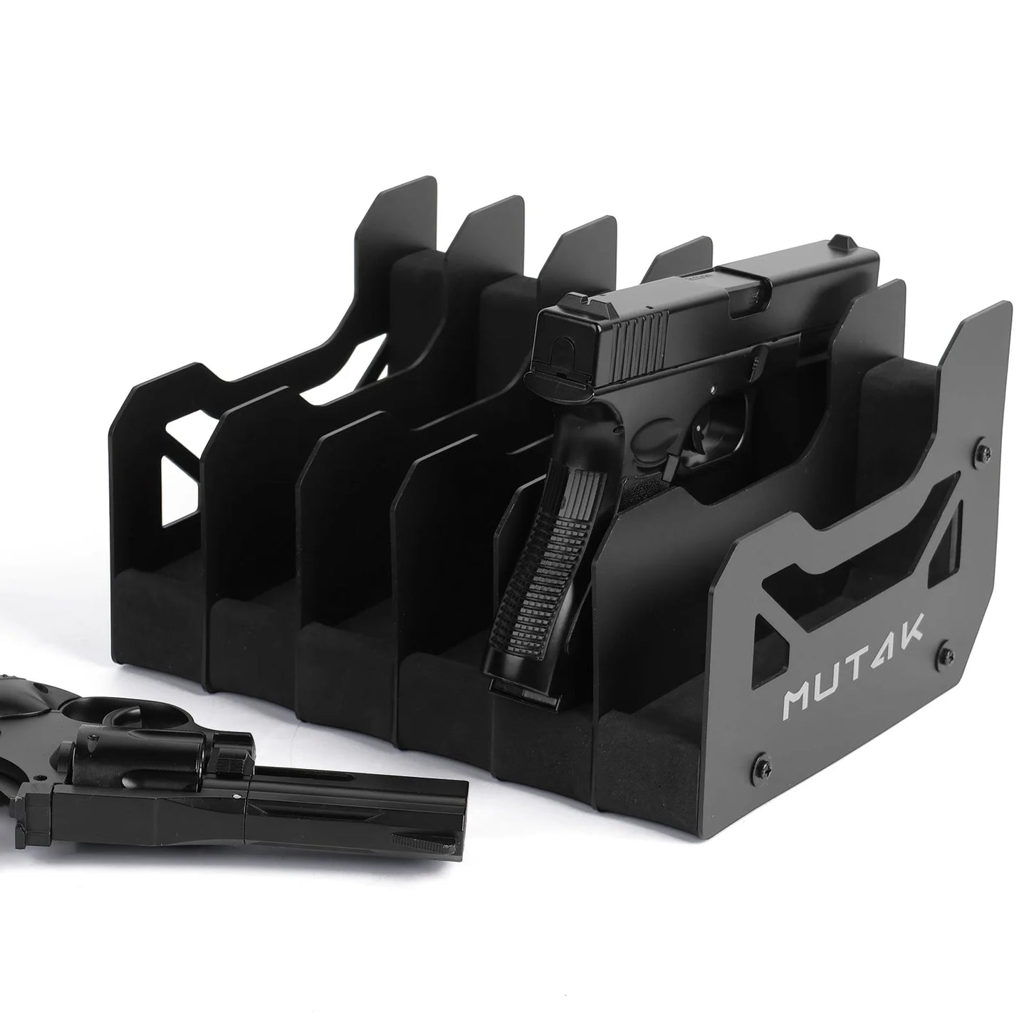 4/6/8 Slot Foam Pistol Rack for Gun Safe, Handgun Rack with Anti-slip Magnetic Strip.