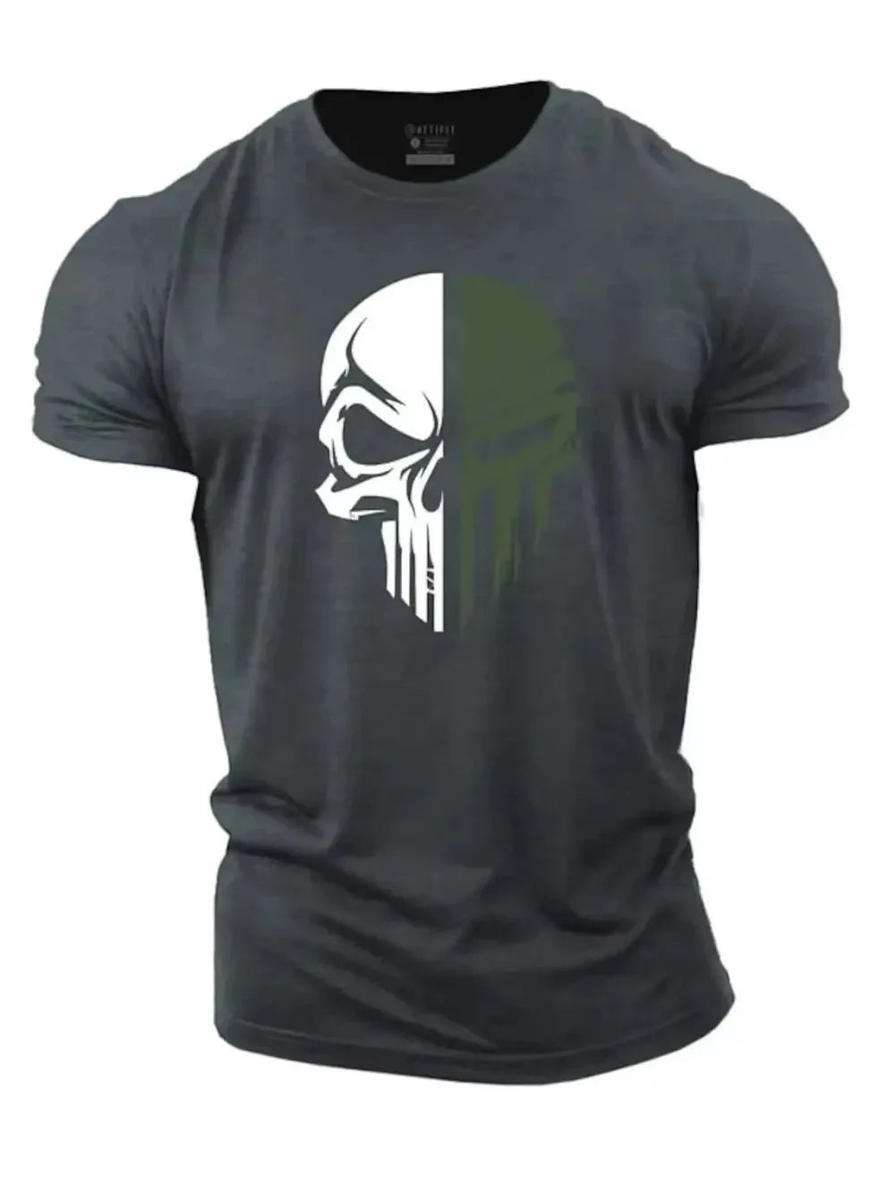 New hot selling men's digital skull print round neck T-shirt.