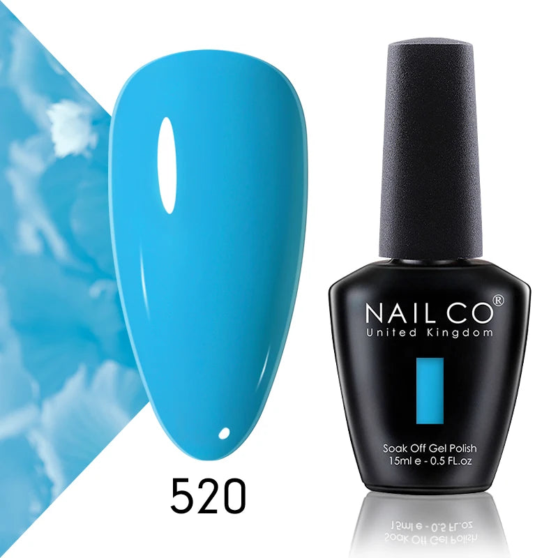 NAILCO 15ml Color Gel Nail Polish Soak Off, Hybrid Varnishes Manicure, UV&LED Nail Gel Semi Permanent Lacquer Base Top Coat.