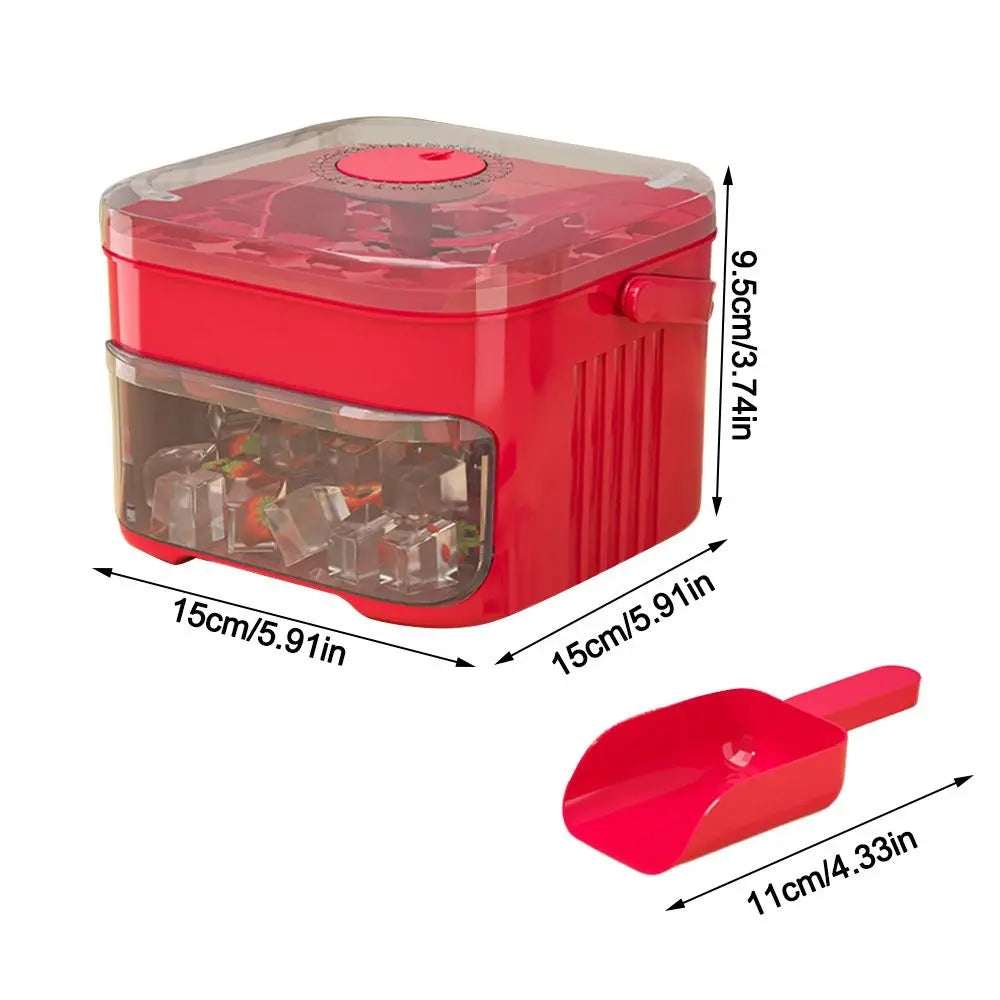 50-Cube Ice Maker with Easy Press Cap, Double Layer Ice Cube Maker Ice Storage Box.