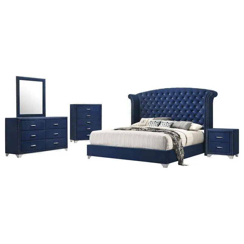 Pacific Blue 5-Piece Eastern King Bedroom Set - Stylish Design for Modern Comfort, Includes Bed, Nightstands, Dresser.