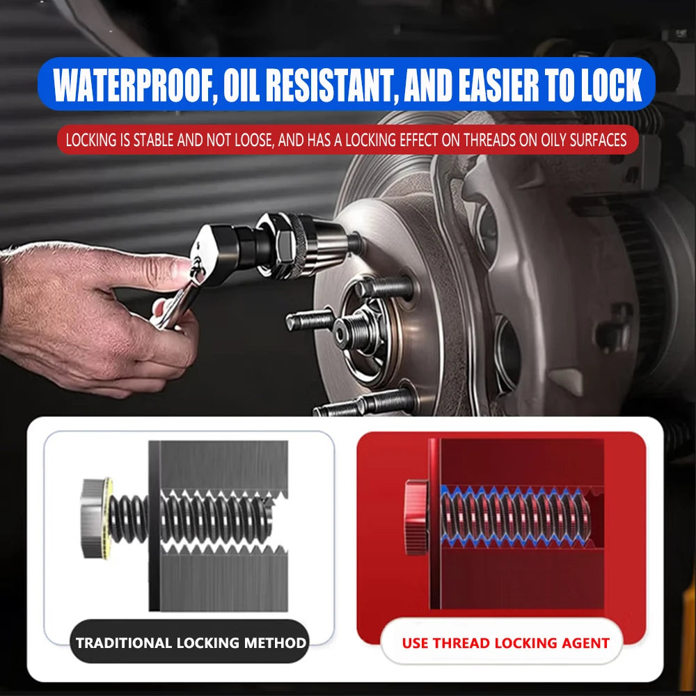 271 red thread locking adhesive, permanent locking, fast curing, ideal choice for industrial machinery metal fasteners.