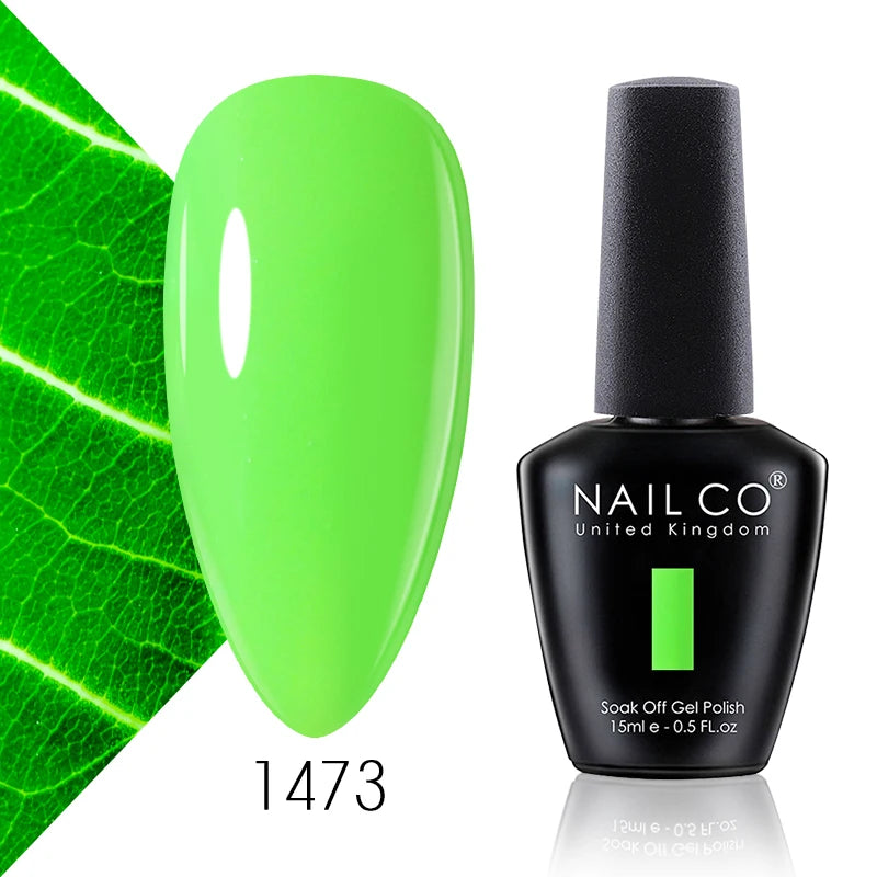 NAILCO 15ml Color Gel Nail Polish Soak Off, Hybrid Varnishes Manicure, UV&LED Nail Gel Semi Permanent Lacquer Base Top Coat.