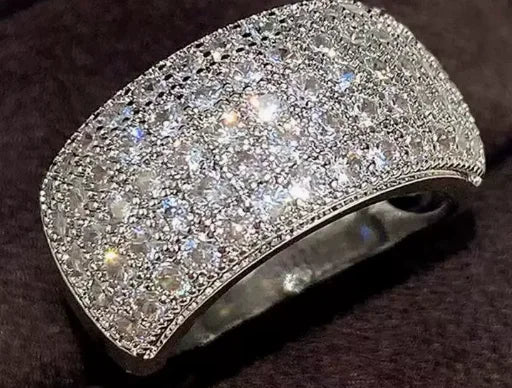 Hip Hop Style Trendy Men Rings, Iced Out Bling Cubic Zirconia Geometry Ring.