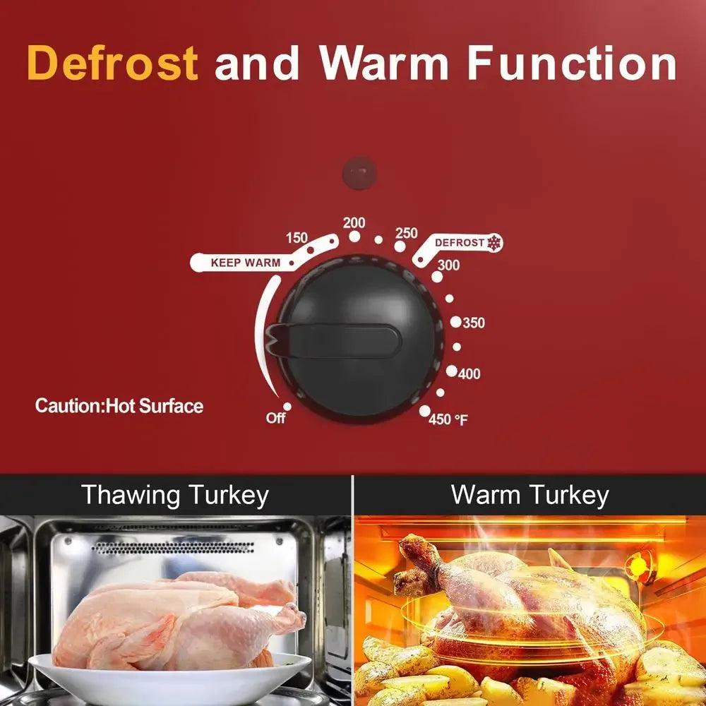 Electric Roaster Oven,1450W Multi-Function Self-Basting Buffet Cooker Removable Rack Ideal Parties.