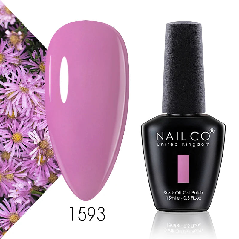 NAILCO 15ml Color Gel Nail Polish Soak Off, Hybrid Varnishes Manicure, UV&LED Nail Gel Semi Permanent Lacquer Base Top Coat.