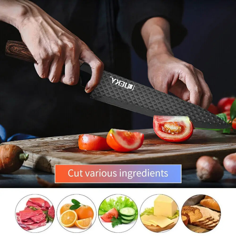 6pcs High Carbon Stainless Steel Knives, Handmade Forged Cleaver Chef Butcher Kitchen Knife, Wood Handle Chef Knife Cooking Tool.