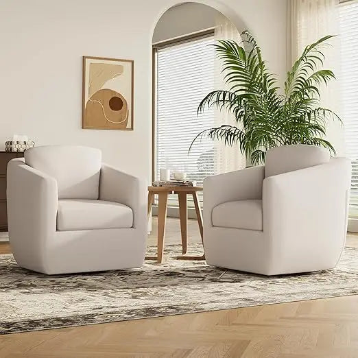 360-Degree Swiveling Accent Chair Pair with Pillows