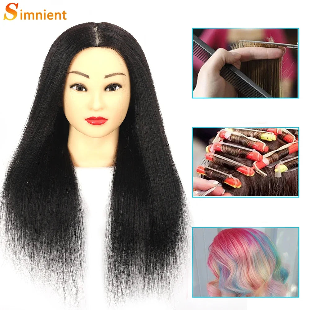 100% Real Human Hair Doll Head For Hairstyle Professional Training.
