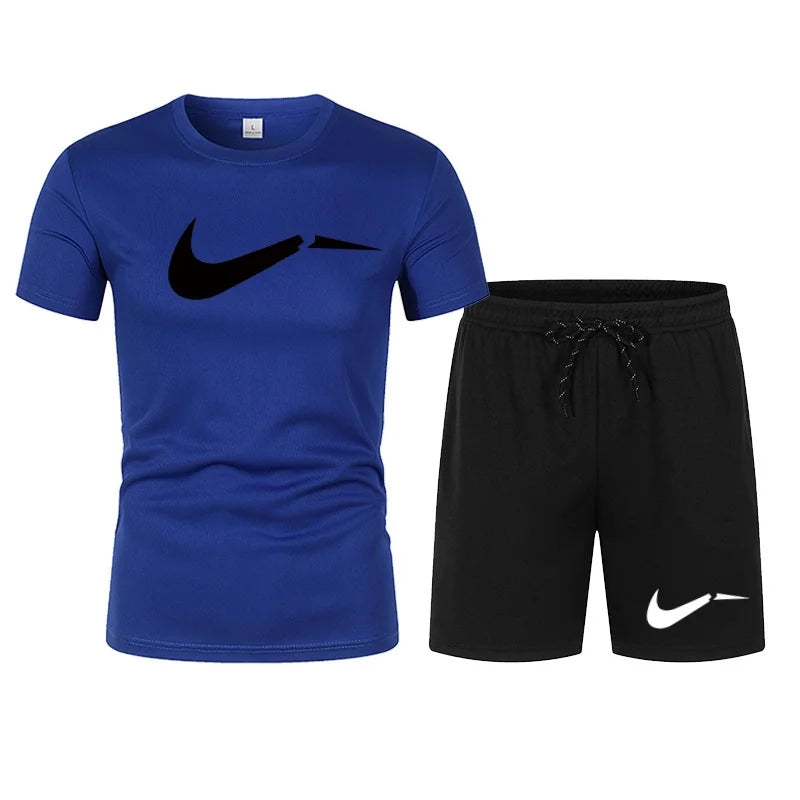 2026 men's summer T-shirt and shorts set, casual and fashionable short sleeved T-shirt combination.