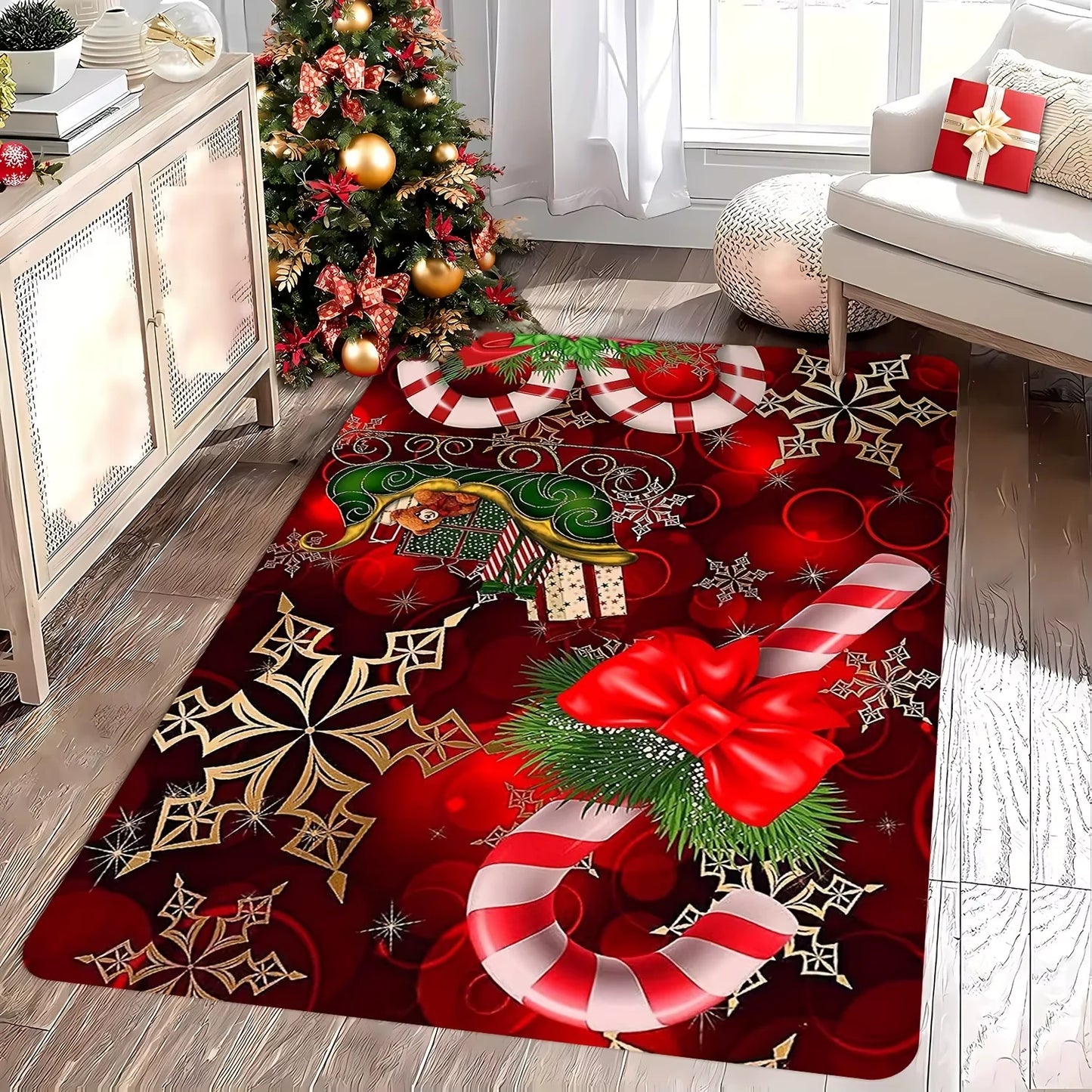 VIKAMA Christmas Rug Festive Carpet For Live Room Large Area Rug.