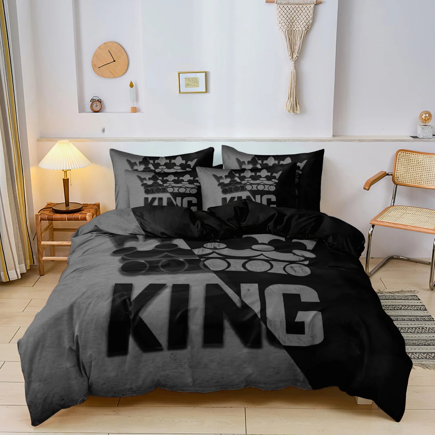 3pcs King & Queen Duvet Cover Set  Dormitory Decoration